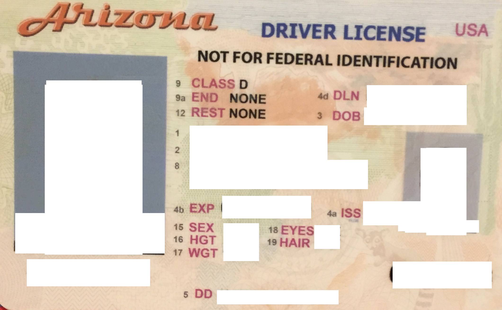 Arizona Scannable fake id