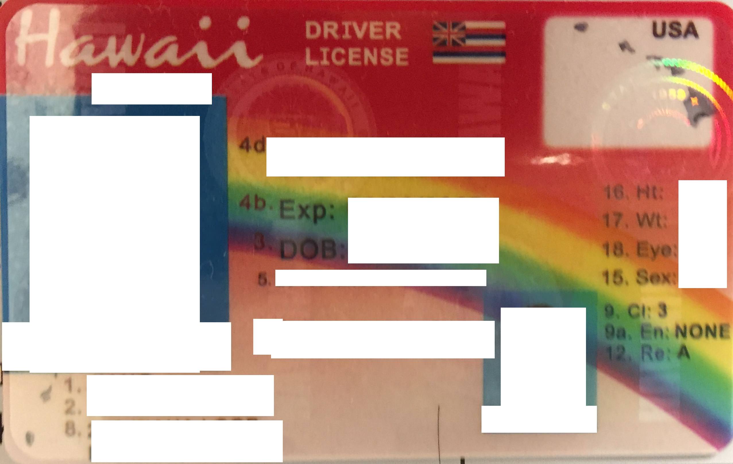 Hawaii Fake Id Front And Back