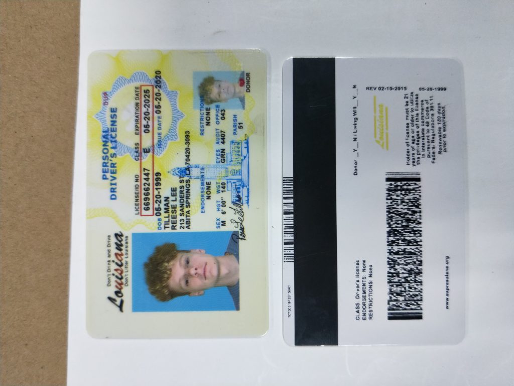 Louisiana Fake Id Front And Back