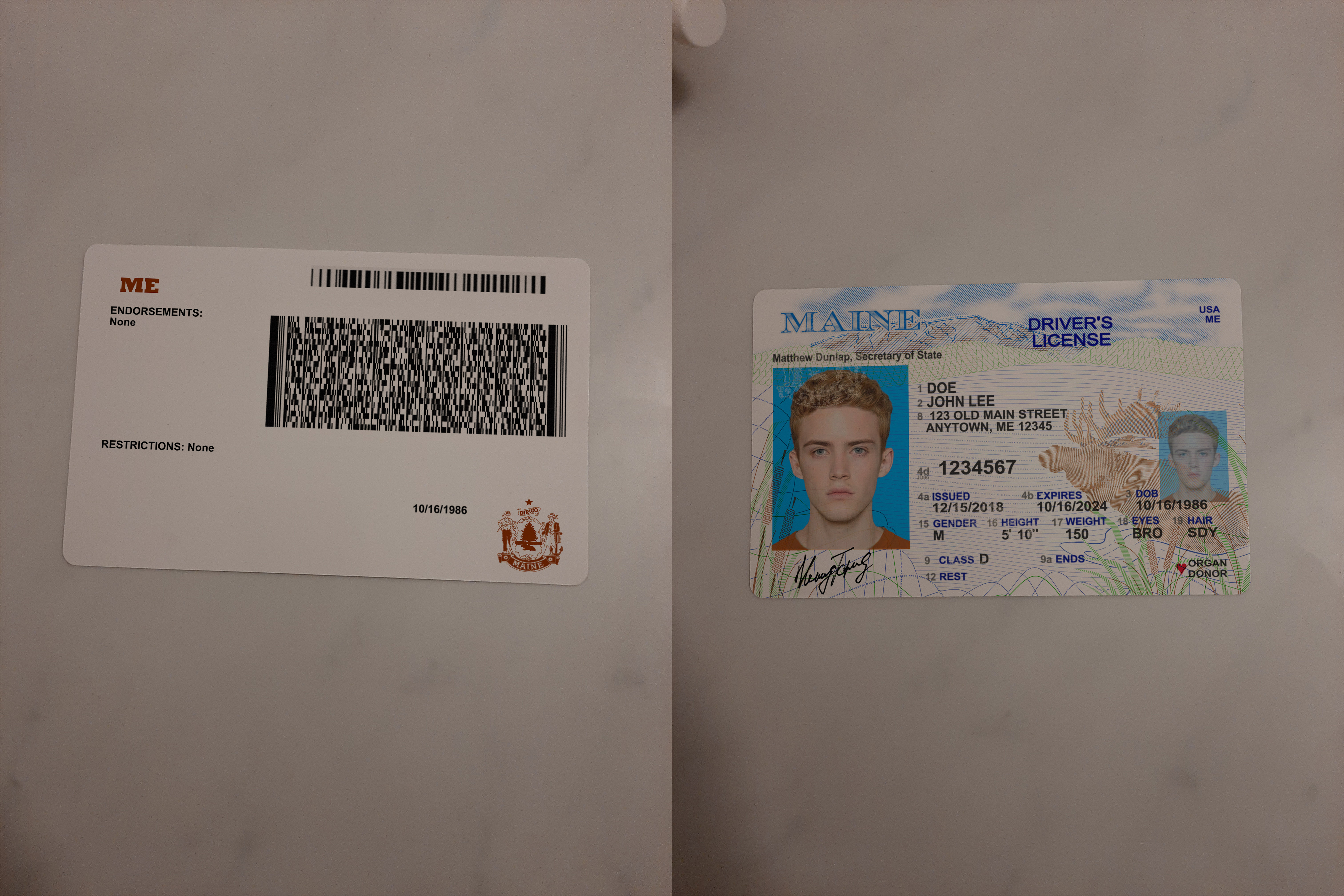 Maine Fake Id Front And Back