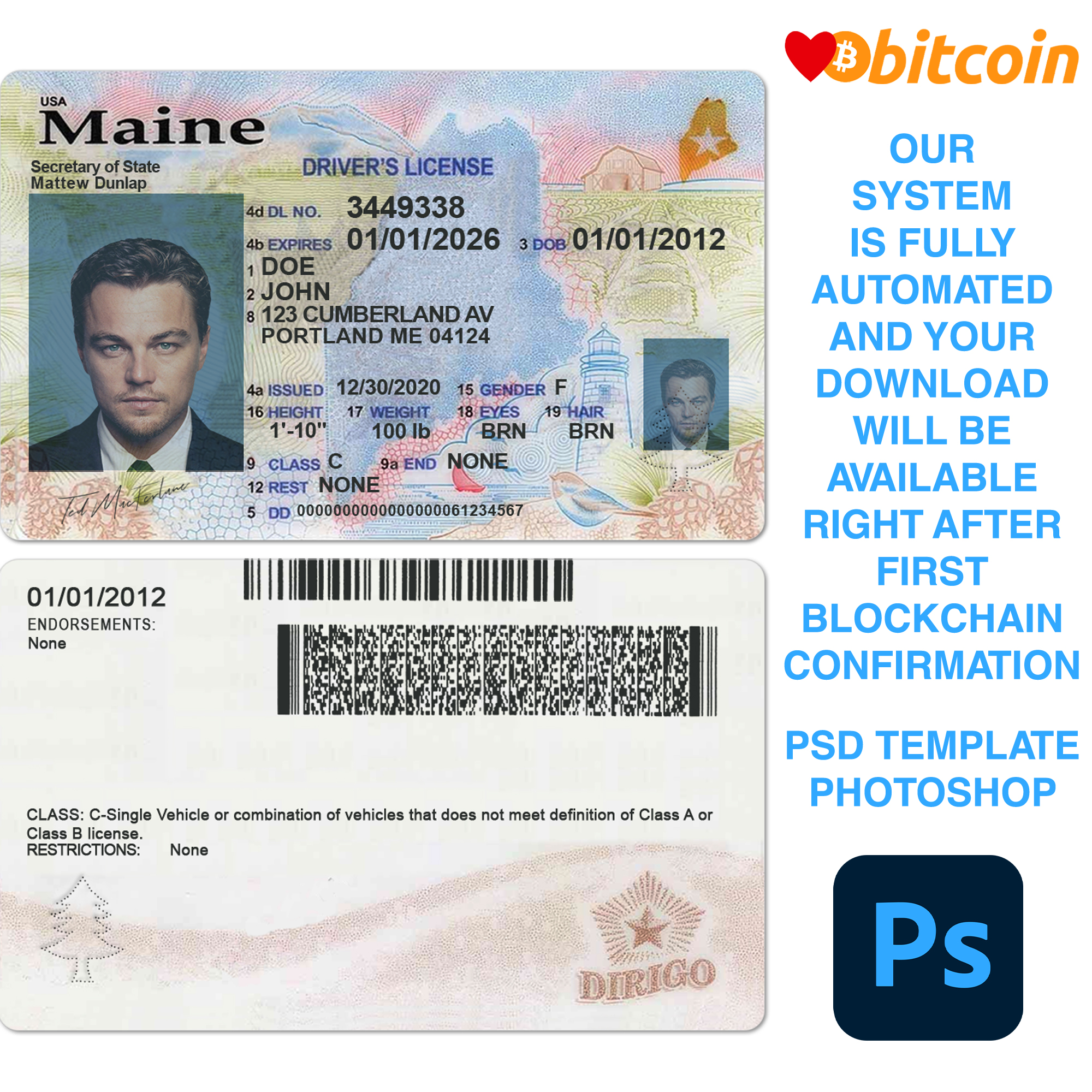 Maine Fake Id Templates