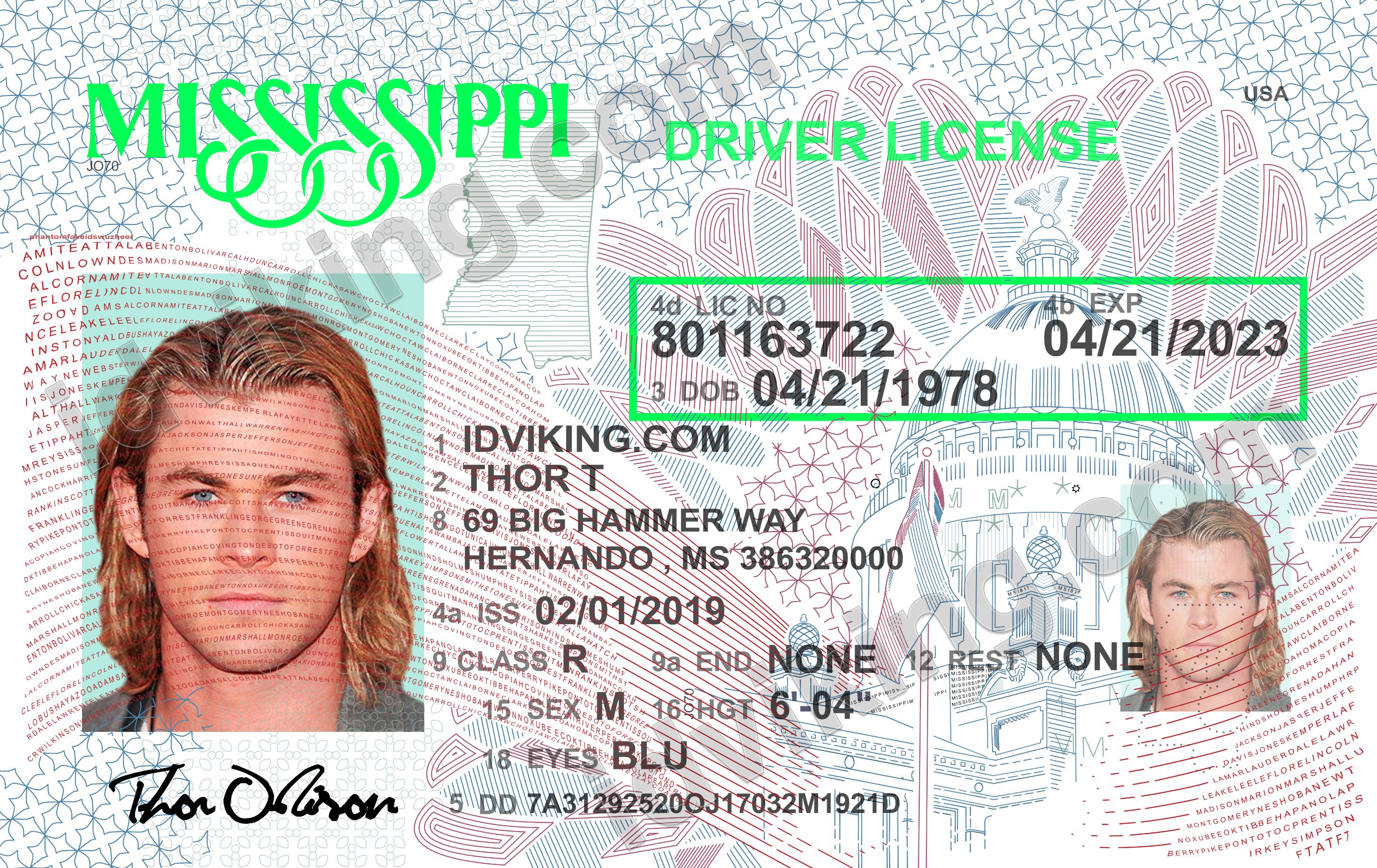 Mississippi Scannable fake id