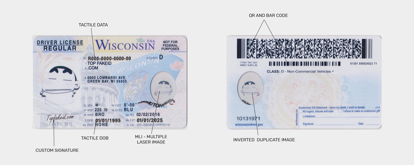 Wisconsin Scannable fake id